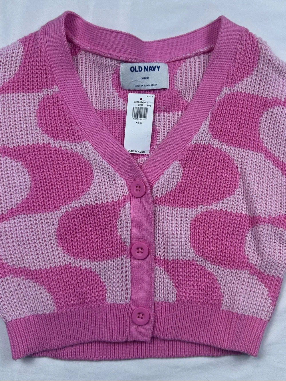 NWT Old Navy Pink Geometric Print Button-Front Cardigan Sweater Girls XS (5)